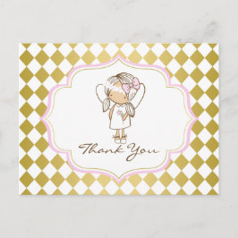 Postal Angel Gracias Postcard Gold & Pink