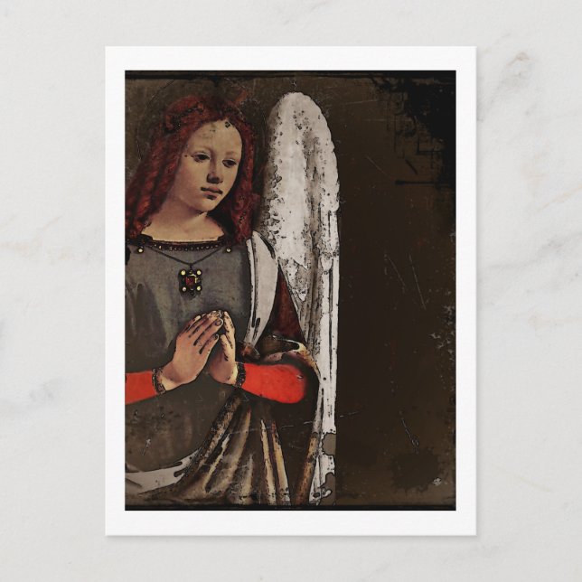 Postal Ángel Gracioso doblado las manos (Anverso)