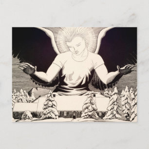 Postal Angel Halo Paz En La Tierra Religioso Nieve Invier