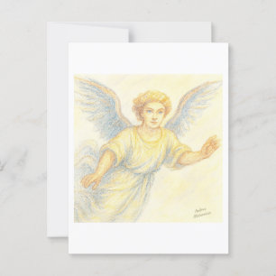 Postal Ángel huyendo con una sonrisa