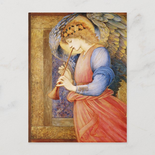 Postal Ángel jugando a un Flageolet - Edward Burne-Jones (Anverso)