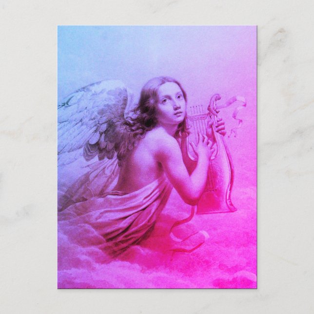 POSTAL ANGEL JUGANDO LYRA SOBRE LAS NUBES (Anverso)