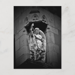 Postal Ángel matando estatua de dragón