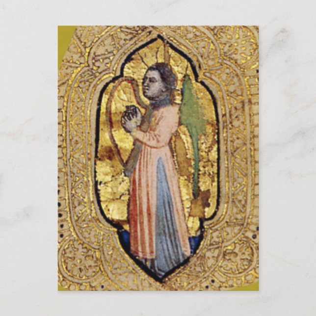 Postal Ángel medieval con Bella Artes del Renacimiento Ha (Anverso)
