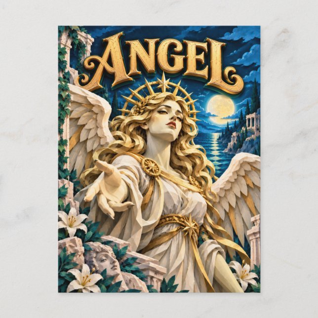 Postal Ángel, Monstruo de Corte de Papel (Anverso)
