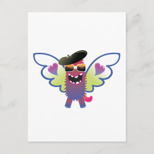 Postal ángel monstruo hippie psicodélico