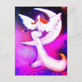 Postal Ángel Moon Stars Ilustracion Celestial de arte de 