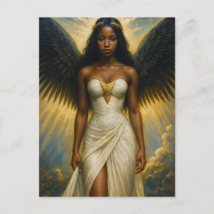 Postal Ángel mujer negra con estética griega