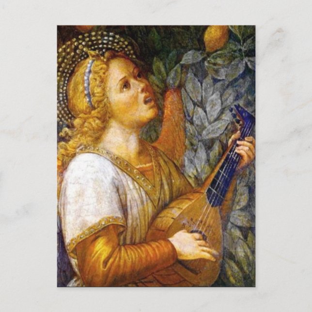 Postal ANGEL MUSICIAN Music hace Navidades de ángeles (Anverso)