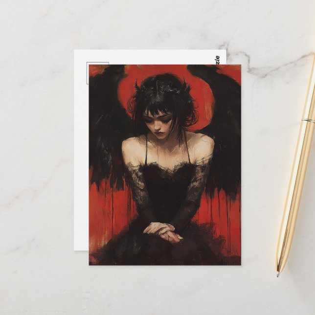 Postal Ángel oscuro (Anverso/Reverso In Situ)