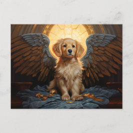 Postal Ángel perrito Golden Retriever