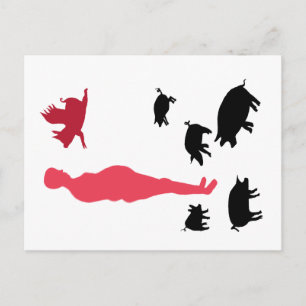 Postal Angel Pigs Happy Meal Vegeteriana Postcard