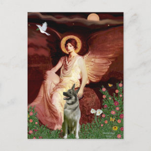 Postal Ángel sentado - Elkhound noruego
