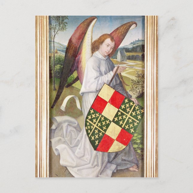 Postal Ángel sosteniendo un escudo (Anverso)