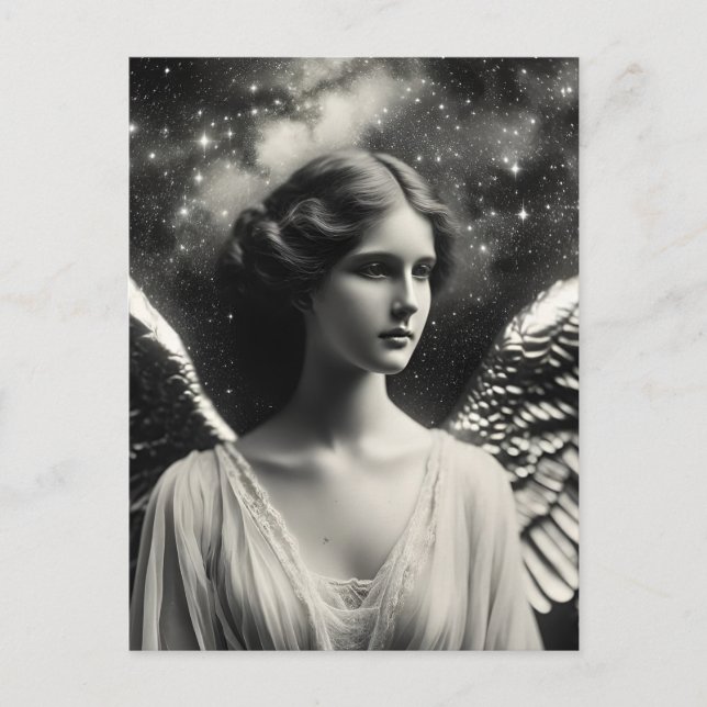 Postal Angel Stars Black and White (Anverso)