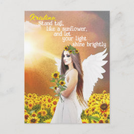 Postal Ángel Sunflower Stand Tall Cita Nombre personaliza