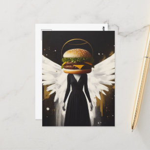 Postal Ángel surrealista de Cheeseburger