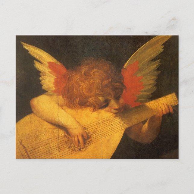 Postal Ángel tocando la lute de Rosso Fiorentino (Anverso)