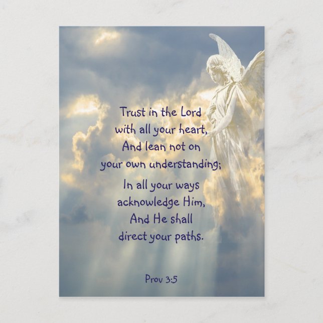 Postal  Angel Trust in the Lord Quote Inspirational (Anverso)