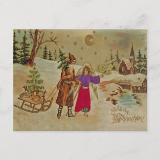 Postal Ángel Victorian Christkind ¡Fröhliche Weihnachten!
