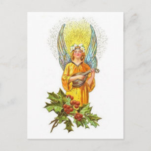 Postal Ángel Vintage con hollín y mandolina