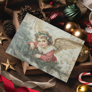 Postal Ángel Vintage Decoupage Navidad
