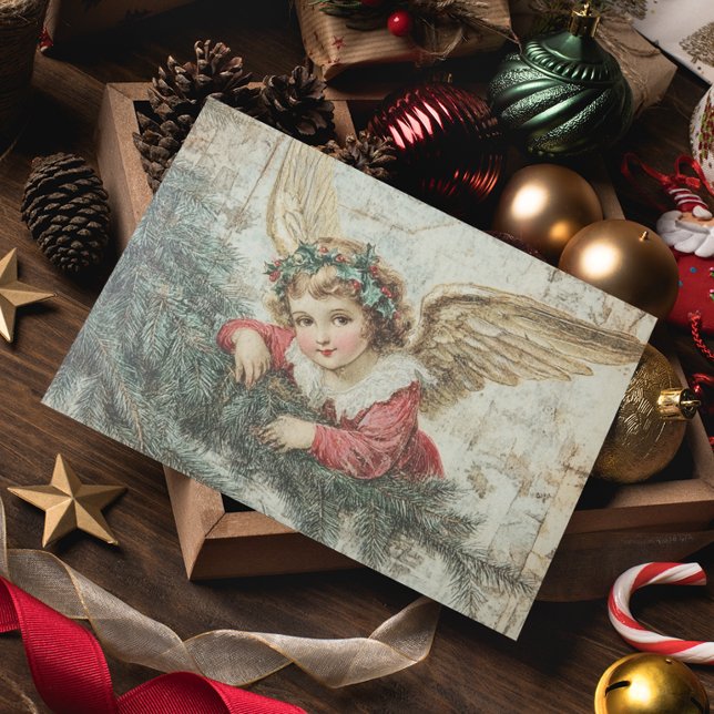 Postal Ángel Vintage Decoupage Navidad (Subido por el creador)