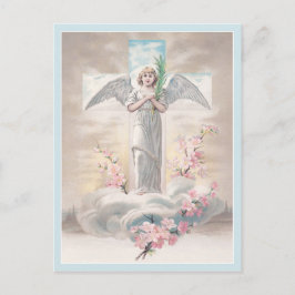 Postal Ángel Vintage y Cruz de Pascua