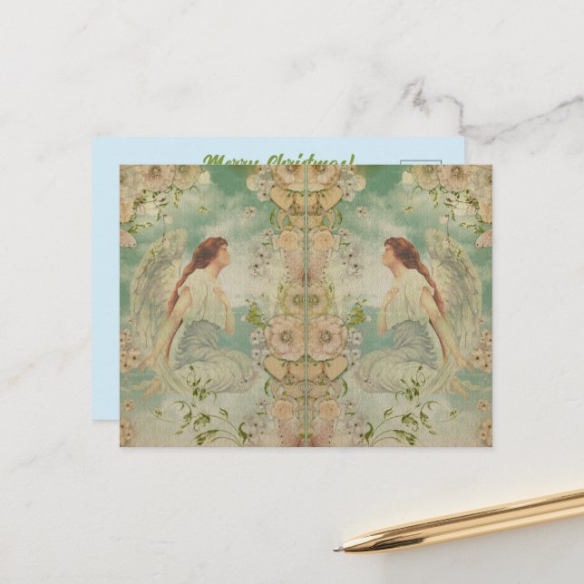 Postal Ángel White Flowers Blue Sky (Anverso/Reverso In Situ)