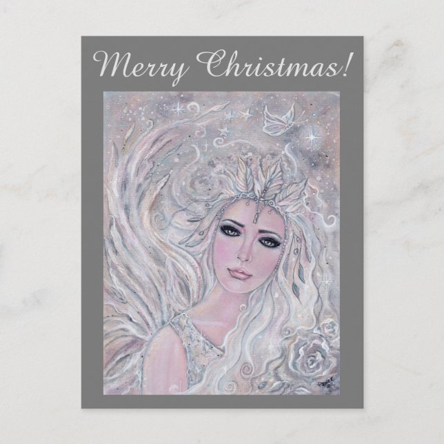 Postal Angel Winter rosa por Renee Lavoie Postcard (Anverso)