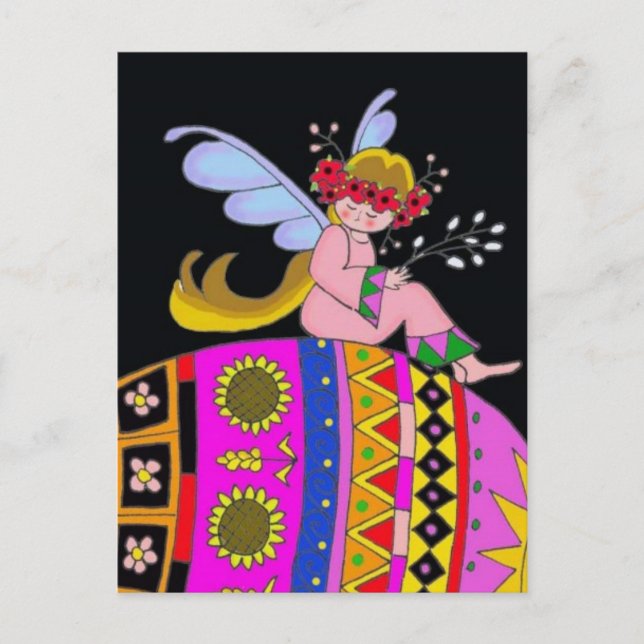 Postal Ángel y una Pysanka (Anverso)