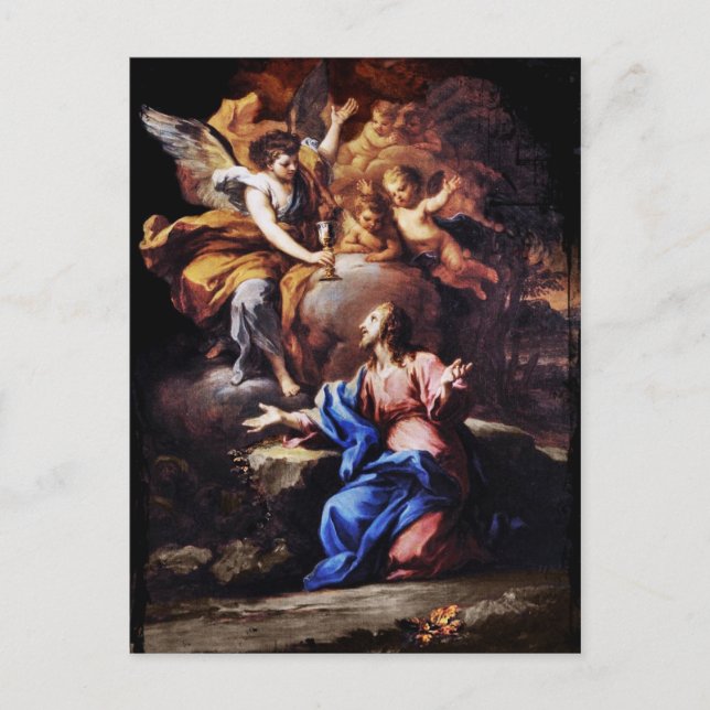 Postal Ángeles con Jesús en el jardín (Anverso)