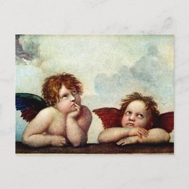 Postal Ángeles de la Madonna del Sisteno (Anverso)