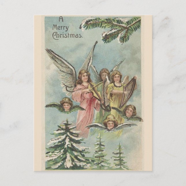 Postal Ángeles de Navidad Vintage (Anverso)