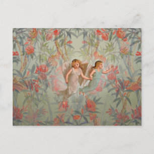 Postal Ángeles en el jardín