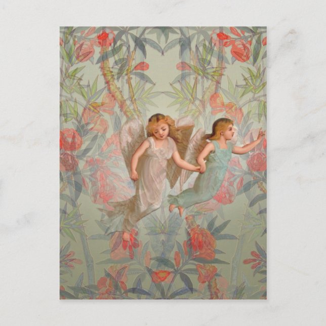 Postal Ángeles en el jardín (Anverso)