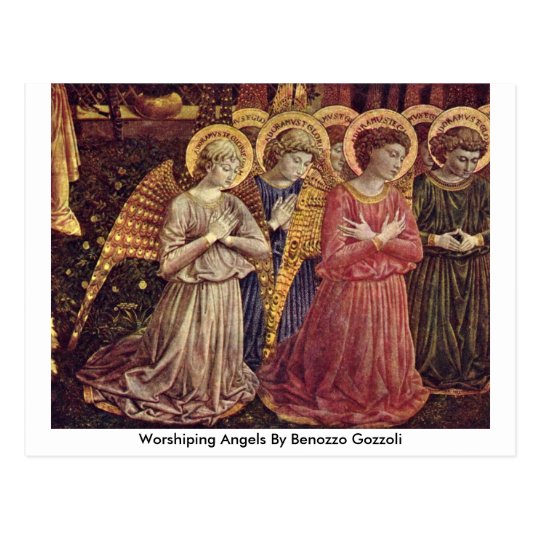 Postal Ángeles que adoran de Benozzo Gozzoli