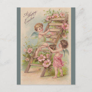 Postal Ángeles vintage y Pascua
