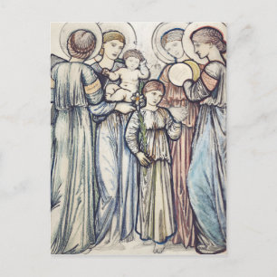 Postal Ángeles y niños por Sir Edward Burne-Jones