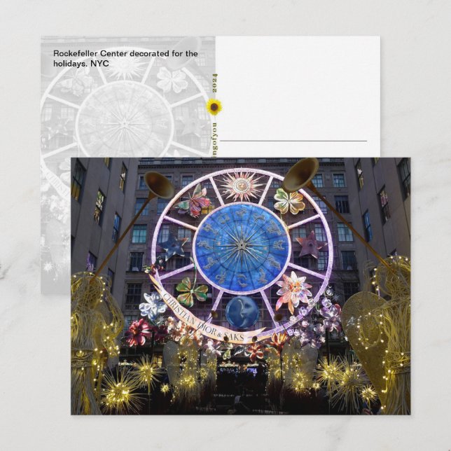 Postal Ángeles y ruedas zodiac de los navidades, NYC - (Anverso / Reverso)