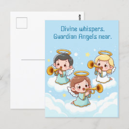 Postal Angels de Guardian de árboles jugando trompetas