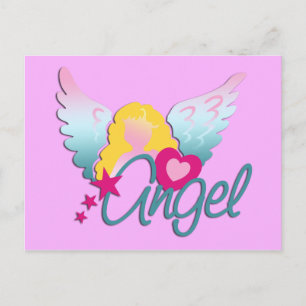 Postal Angels Love rosa claro