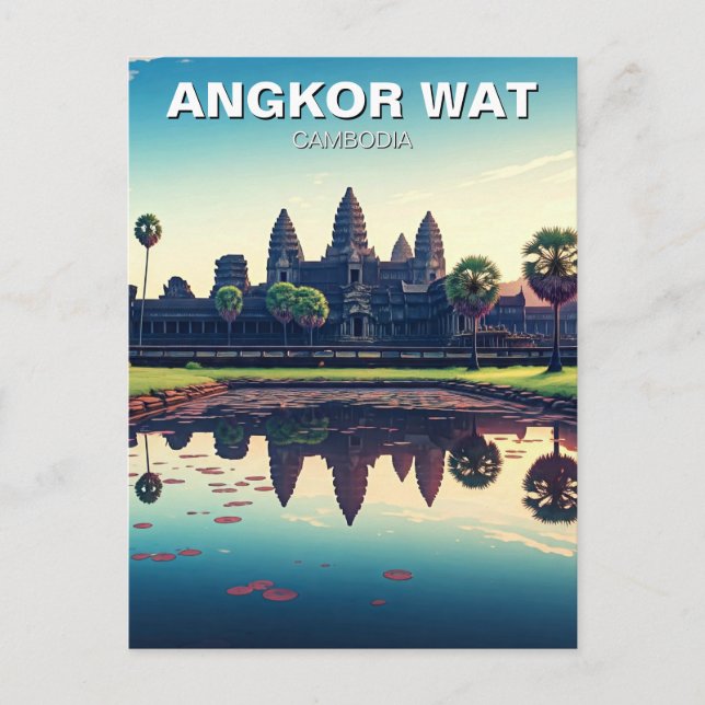 Postal Angkor Wat Camboya al amanecer (Anverso)