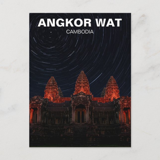 Postal Angkor Wat Camboya de noche (Anverso)