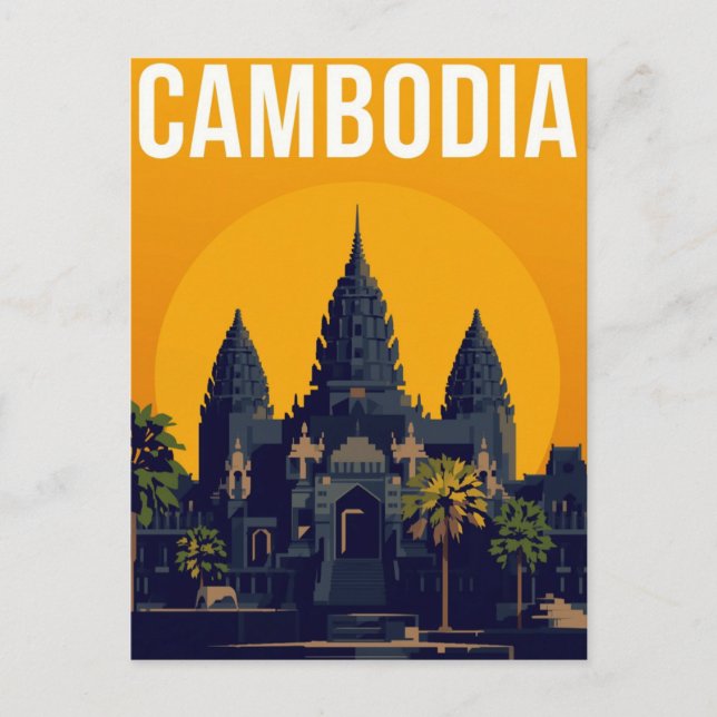 Postal Angkor Wat Camboya Retro (Anverso)