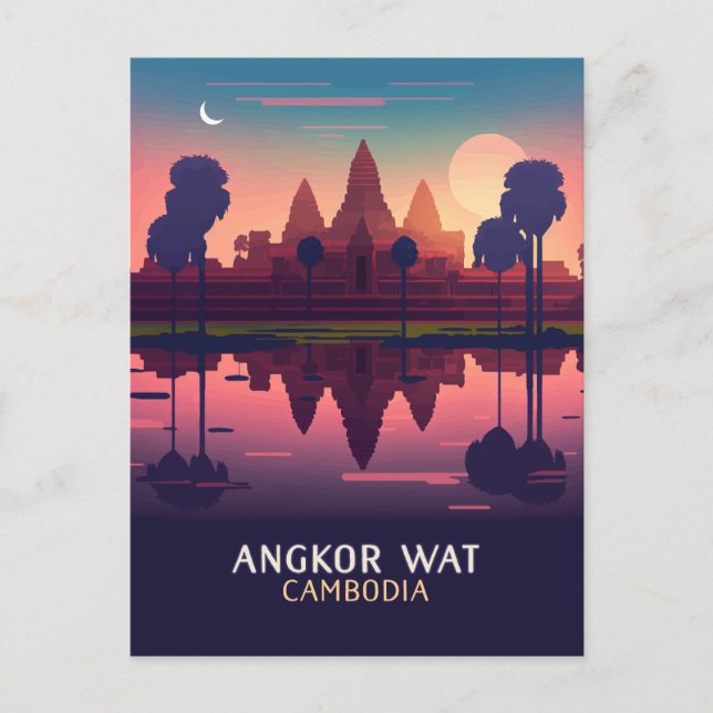 Postal Angkor Wat Sunrise Camboya Siem Reap Retro (Anverso)