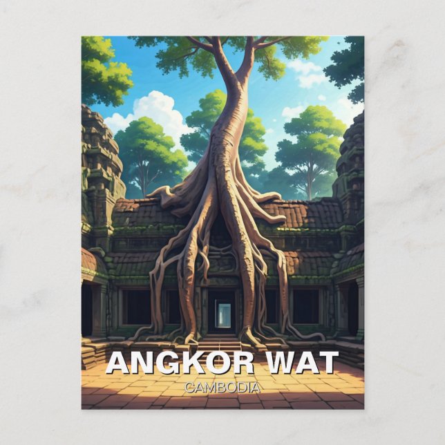 Postal Angkor Wat Temple Tree Camboya (Anverso)