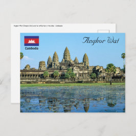 Postal Angkor Wat y reflexión en el lago - Camboya