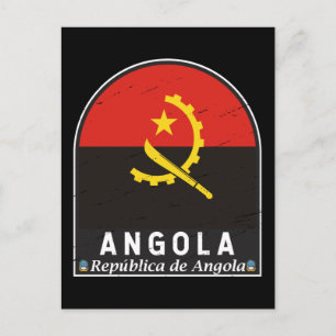 Postal Angola Bandera Emblema de mal gusto cosecha