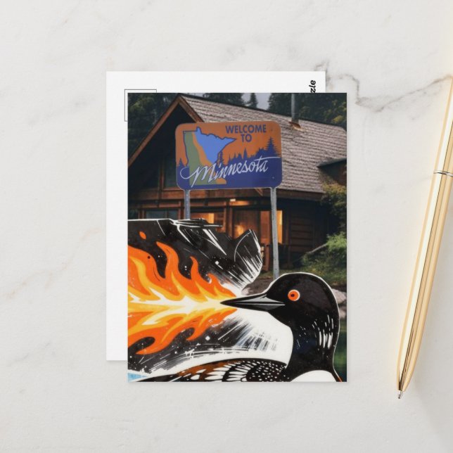 Postal Angry fire breathing MN Loon Protest (Anverso/Reverso In Situ)